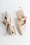 Women's Thick Heel Open Back Classic Heeled Casual Shoes Noble Beige - 6