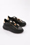 Women's Thick Sole Bee Buckle Sneakers Shoes Black Black 15299633118 - 2