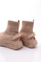 085 Women's Ankle High Sports Shoes with Writing on the Back Beige - 3