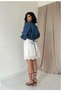 Women's Denim Shirt Top and White Skirt with Lace Details, Short Dress with Two Kumag. - 5