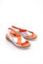 Women's Cross Thick Banded Velcro Sandals Orange Silver 1293243 - 2
