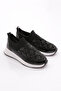 Women's Floral Detail Sneaker Shoes Black Patent Leather White 51235105 - 2
