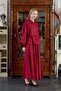 Burgundy Jacquard Shirt Skirt Set - 3