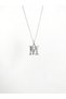 Zircon Stone Silver Color Letter Necklace, Zircon Stone m Letter Necklace - 2