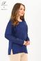 Women's Indigo Stripe Pattern Stone Embroidered Slit Lycra Viscose Mother Combed Cotton Blouse - 2