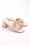 840 Model Beige Women's H Buckle Heeled Slippers - 2
