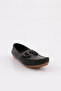 K105 Women's Accessoire Loafer Shoes Black Genuine Leather - 2