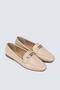 Beige Women's Buckle Ballerinas - 2