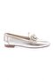 59-23Y Women's Crystal Stone Buckle Shoes Gold Silvery Genuine Leather