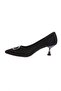 K510 Women's Pointed Toe Accessory Heeled Shoes Black Suede - 3