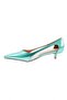 Women's Side Open Pointed Toe Low Heel Shoes Green Metallic 3553112821 - 3