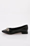 2805 Women's Pointed Toe Silver Stone Metal Buckle Ballerinas Black - 3