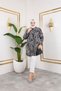 Women's Hijab Clothing & Sportswear Suitable Button Detail Stylish Patterned Woven Viscose Shirt-Tunic - 3