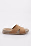 P33 Beige Nubuck Genuine Leather Women's Slippers