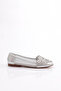 K196 Women's Front Embroidered Ballerina Ballerina Silver Plastering
