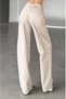 Beige Cream Baggy Adjustable Waist Buckle Women's Wide Leg 2024 New Model Jeans