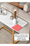 Sofa End Table, C-Shaped Side Coffee Table With Marble Design - 3