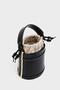 Black Women's Contrast Stitched Bucket Hand and Shoulder Bag - 4
