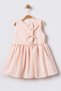 Stretchy Crepe Fabric Bow Detail Flared Cutout Sleeveless Pink Girl's Dress 15703