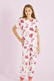 White Girl's 100% Cotton Rabbit Printed Crew Neck Pajama Set 25110056
