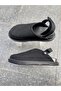 Unisex Black Outer Material Skin Leather Banded Slippers - 2