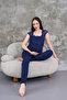 Women's Navy Blue Lace Maternity Sleepwear Set - 2
