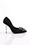 Women's Black Heeled Shoes - Calf 56523557
