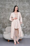 Women's Beige Lace Maternity Maternity Dressing Gown Pajama Set