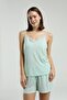 Women's Mint 3 Piece Set, Lace Tank Dressing Gown and Shorts Set - 4