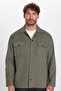 Men's Relax Fit Relaxed Cut Double Pocket Knitted Khaki Apache Collar Shirt - 3