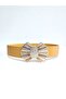 Women's Gold Colorful Enamel Plated Buckle Mustard Yellow Belt