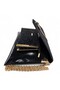 Black Stone Patterned Women's Portfolio & Clutch Bag Set (29 x 19) _(19 x 11) cm - 5
