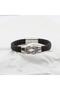 Zircon Stone Knotted Leather Men's Bracelet - 2