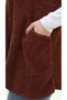 Kısmet sepeti women's plush welsoft hooded brown vest - 4