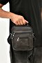 Men's Black Genuine Leather Steel Frame Zippered Shoulder and Clutch Bag (18X22 CM) - 3