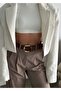 Women's Brown Gold Buckle Belt 01 - 4