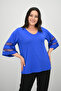 Women's Plus Size Bat Sleeve Tulle Detailed Blouse 1901-25 - 3