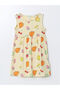 Crew Neck Printed Girl's Combed Cotton Dress