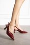 Merry Burgundy Patent Leather Buckle Detailed Heeled Shoes - 2
