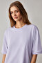 Jemmy women's 100% organic cotton relaxed fit slit round neck purple t-shirt - 4