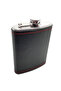 Black Leather Covered 8 oz 240 ml Liquor Flask on Steel Py96Sy