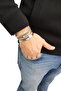3-Piece Braided Roman Numeral Handcuff Steel Men's Bracelet Ep44 - 4