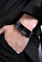 Steel 2 Row Leather Men's Bracelet dr08 - 4
