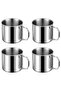 Steel 4 Pieces 330 Ml. Folding Handle Coffee Camping Cup Cup Cin573-4
