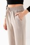 Women's Stone Color Modal Fabric High Waist Double Pocket Soft Textured Rubber Leg Detailed Sweatpants - 5