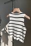 Women's Bow Detailed Sleeveless Knitwear Crop Cardigan Striped - 2