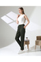 Women's Scuba Fabric Pants - with Pockets, Elastic Waist and No Ironing - 3