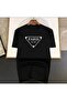 Paris Milano Printed Men's Cotton Combed Crew Neck Black T-Shirt