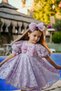 Bow and Puffy-Sleeved Princess Model Lace Embroidered Children's Formal Dress_M2450 - 5