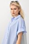 Side Slit Striped Poplin Tunic Light Blue 9283 - 6
